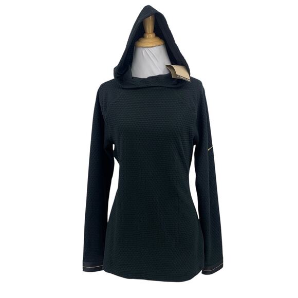Nike Pro Hoodie Womens Medium Black Dri Fit Quilted Training Pullover Sweatshirt - Picture 1 of 12